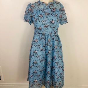 Hui Mei Blue Floral Print Dress